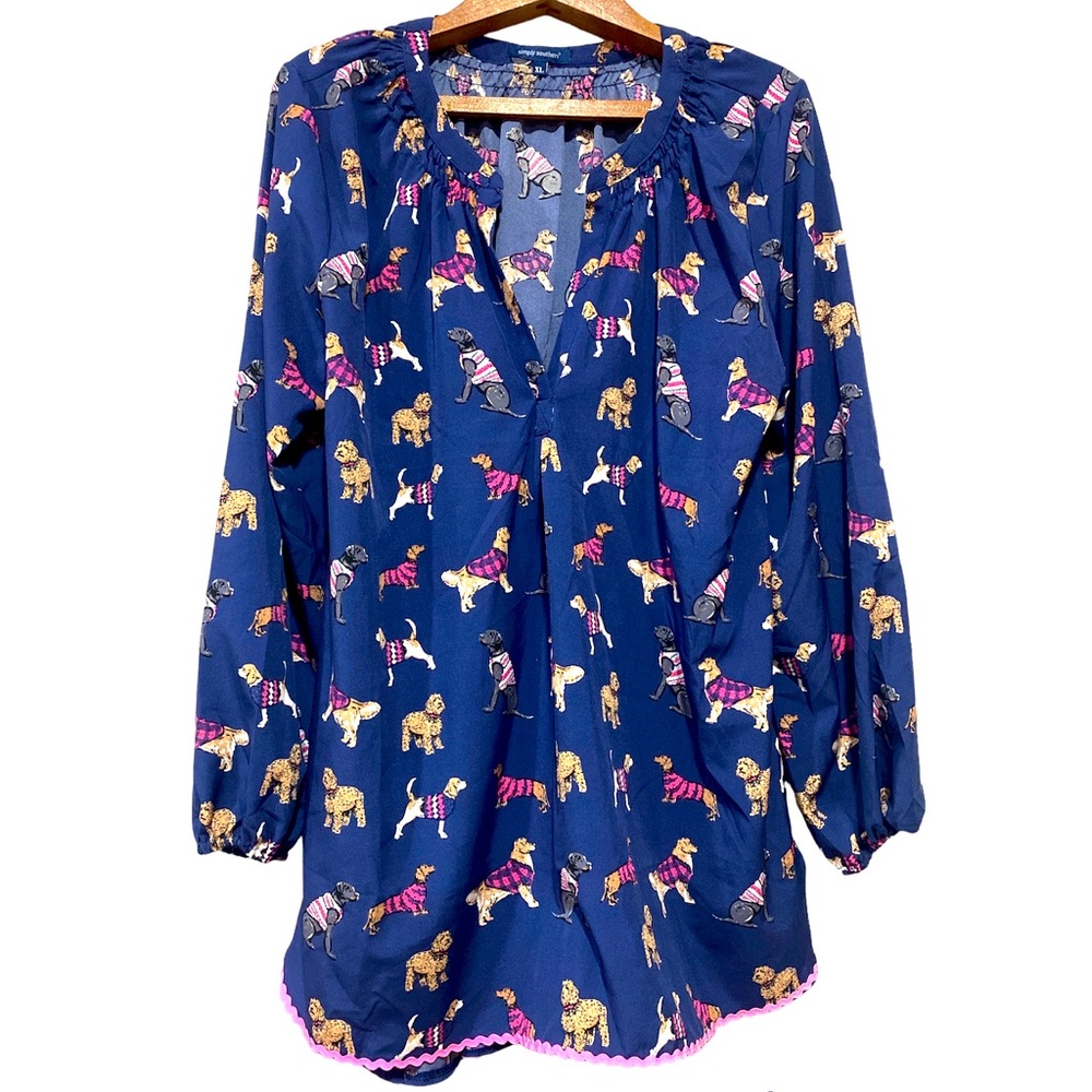 Simply Southern long sleeve tunic dog print pattern size XL